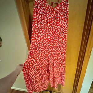 🌺 ASOS Red Floral Linen Jumpsuit – Plus Size 18 | Vacation Brunch Outfit